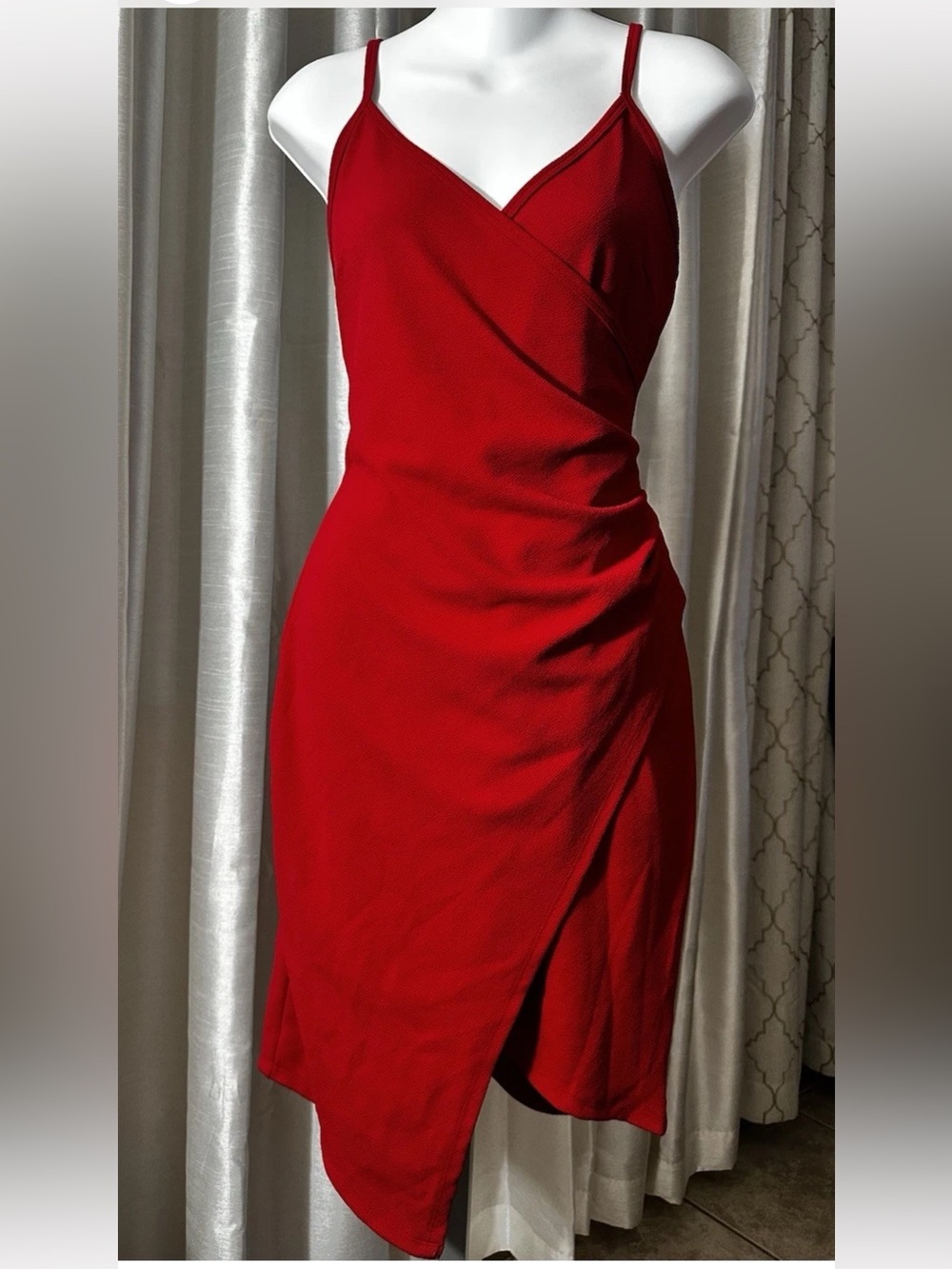 Crave Fame Red One-Shoulder Wrap Dress